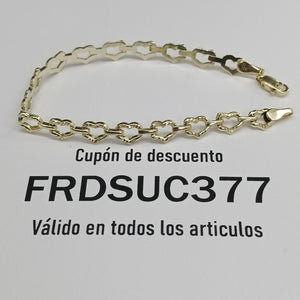 PULSERA ESPECIAL CON CORAZONES 14K 18 CM 4.2 GR (NUEVO)