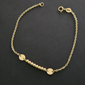 PULSERA TEJIDO ESPECIAL CON BOLITAS 14K 18 CM 1.8 GR (NUEVO)