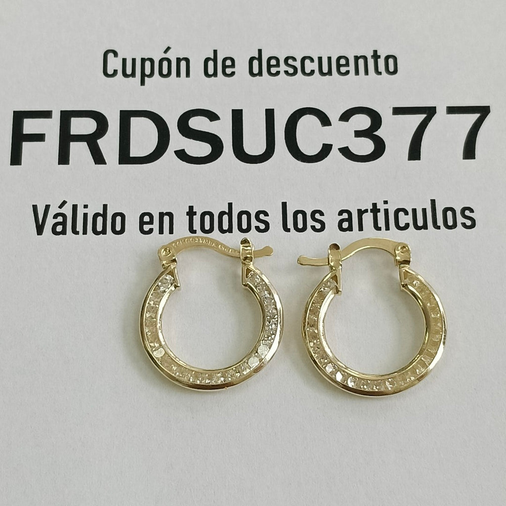 ARETES ARRACADAS CON CIRCONIAS 14K 2.4 GR (NUEVO)