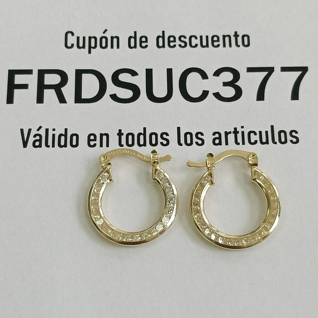 ARETES ARRACADAS CON CIRCONIAS 14K 2.4 GR (NUEVO)