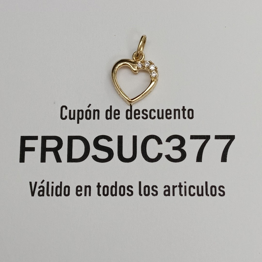 DIJE CORAZON CON CIRCONIAS 14K 1.4 GR (NUEVO)