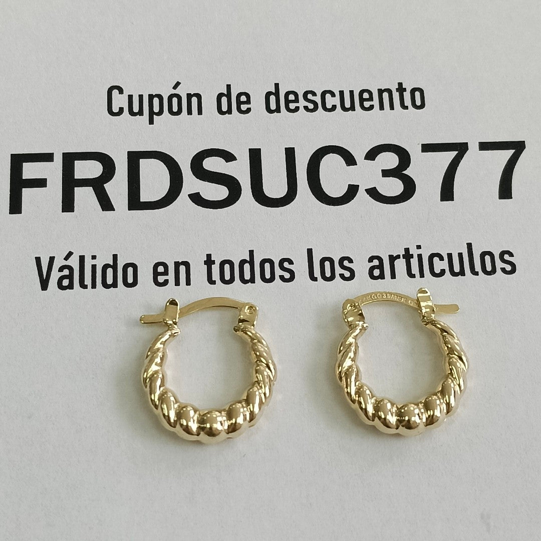 ARETES ARRACADAS TZL HUECAS 14K 1.5 GR (NUEVO)