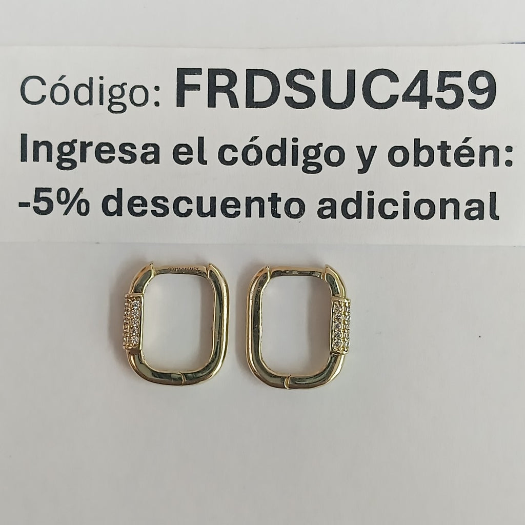 ARETES HUGGIES OVALADA C CIRCONIAS 14K 2.4 GR (NUEVO)