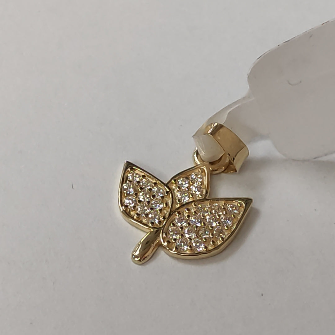 DIJE TEJIDO HOJAS CON CIRCONIAS 14K 1 GR (NUEVO)