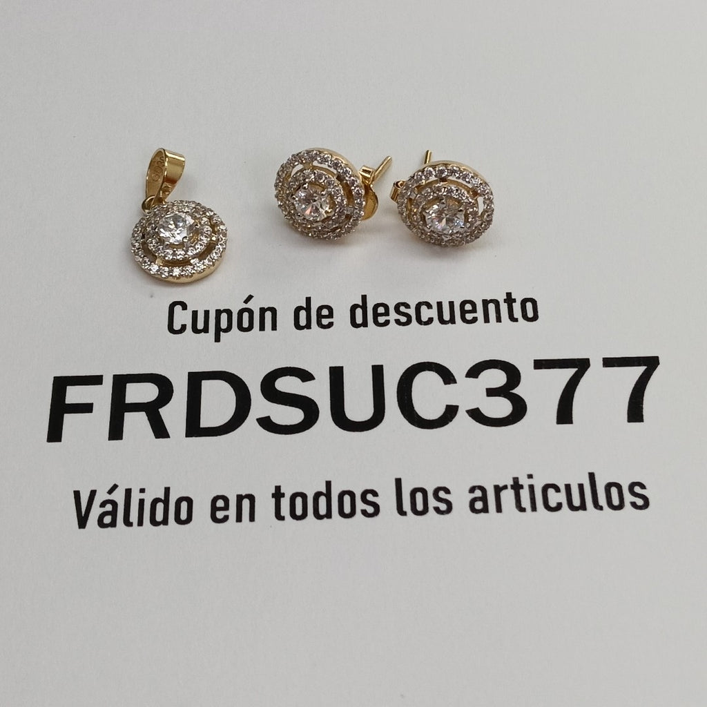 BROQUELES MEDIO ADEREZO BROQUELES Y DIJE C CIRCONIAS 14K 4.1 GR (NUEVO)
