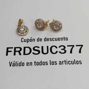 BROQUELES MEDIO ADEREZO BROQUELES Y DIJE C CIRCONIAS 14K 4.1 GR (NUEVO)