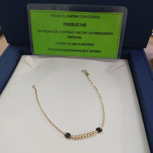 PULSERA TEJIDO ESPECIAL CON BOLITAS 14K 18 CM 1.8 GR (NUEVO)