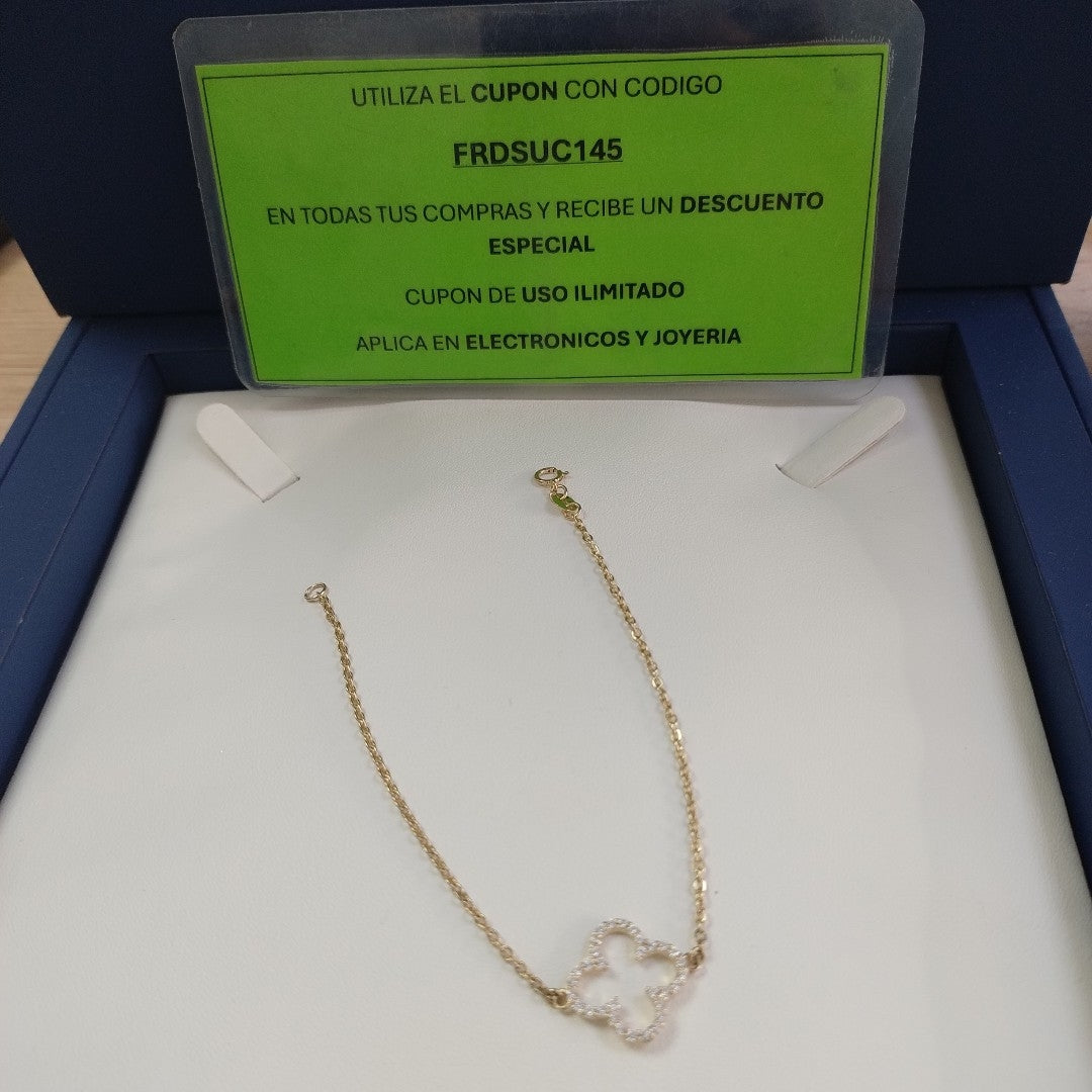 PULSERA TEJIDO ESPECIAL C CIRCONIAS 14K 18 CM 1.8 GR (NUEVO)