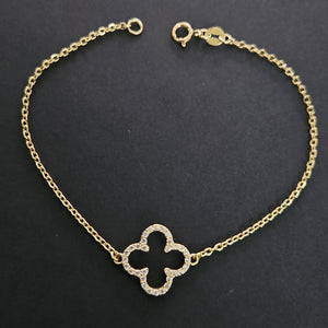 PULSERA TEJIDO ESPECIAL C CIRCONIAS 14K 18 CM 1.8 GR (NUEVO)