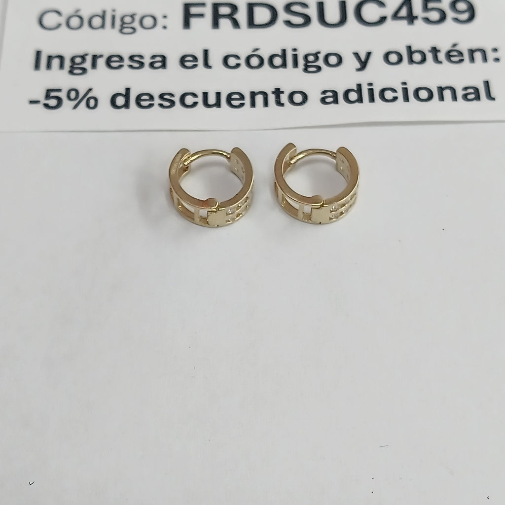 ARETES HUGGIES C CIRCONIAS 14K 1.8 GR (NUEVO)