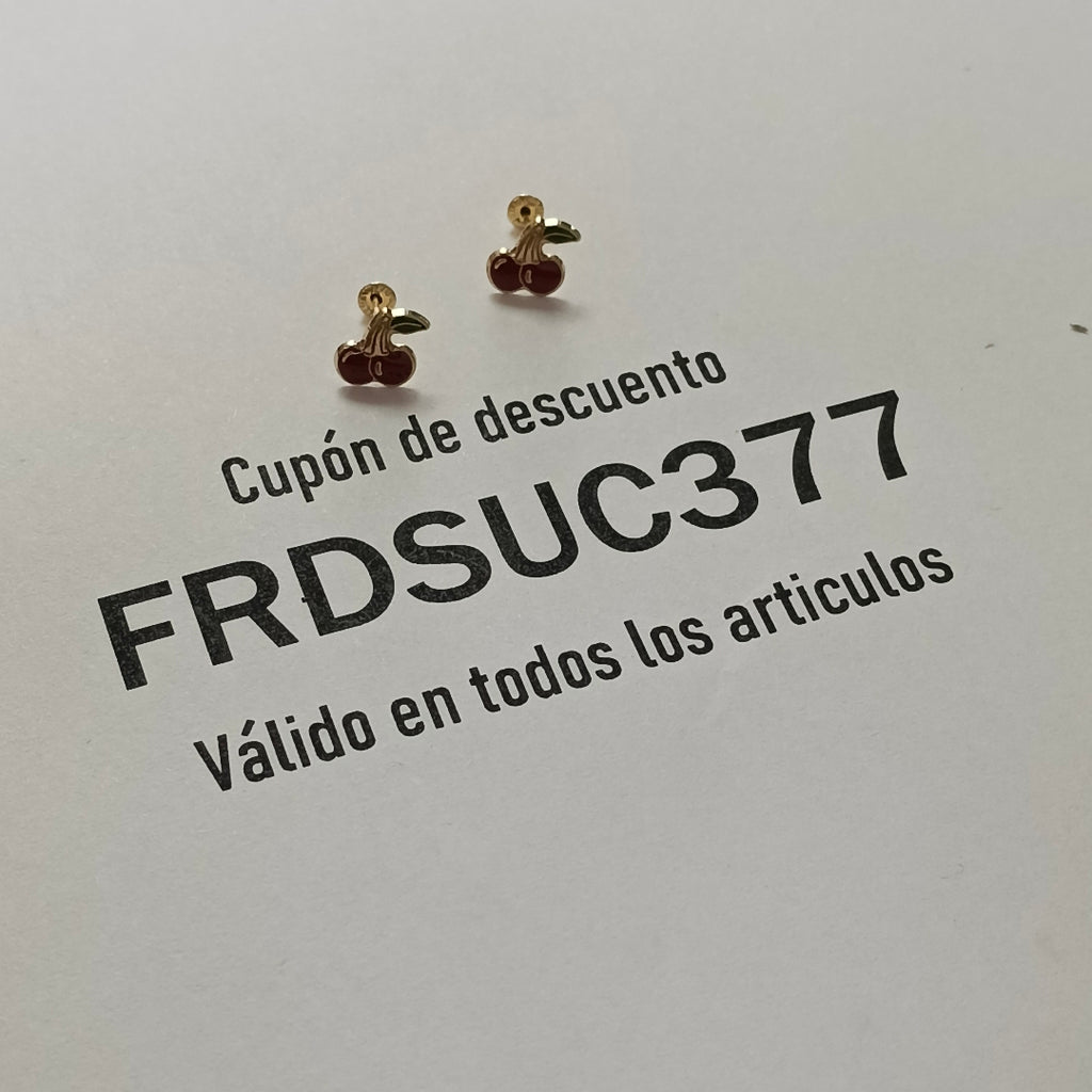 BROQUELES BROQUE FIG CEREZA C ESMALTE 14K 0.2203 GR (NUEVO)