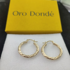 ARETES TEJIDO ARRACADA LABRADA 14K 2.5 GR (NUEVO)