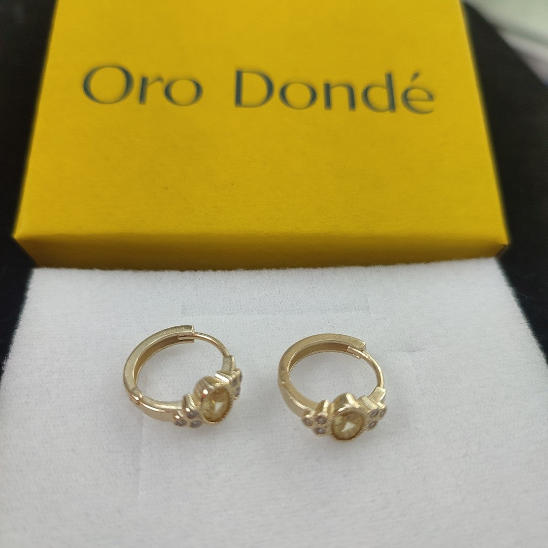 ARETES ARRACADAS CON CIRCONIAS Y PDRAS COL 14K 3.2 GR (NUEVO)