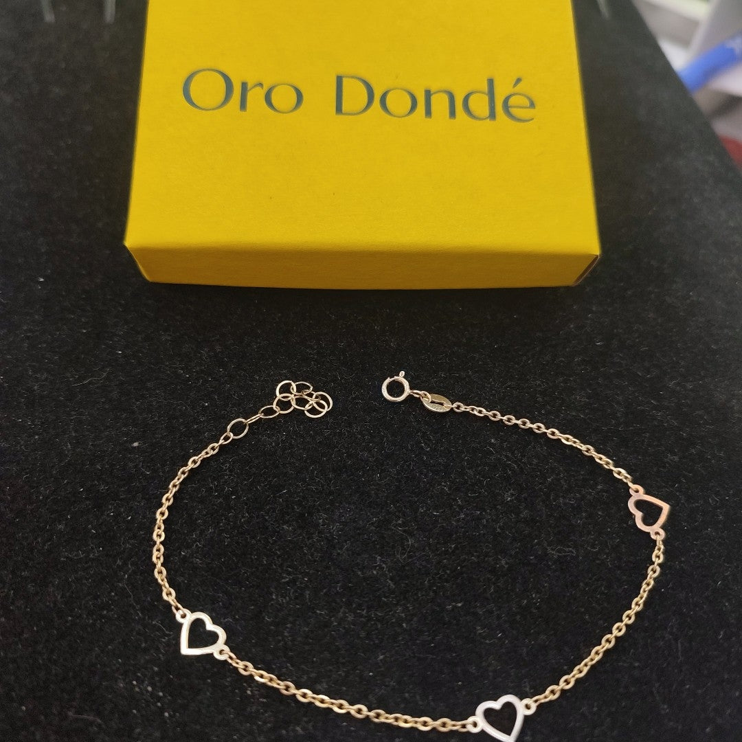 PULSERA ESPECIAL CON CORAZONES 10K 18 CM 1.2 GR (NUEVO)