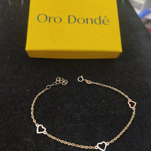 PULSERA ESPECIAL CON CORAZONES 10K 18 CM 1.2 GR (NUEVO)