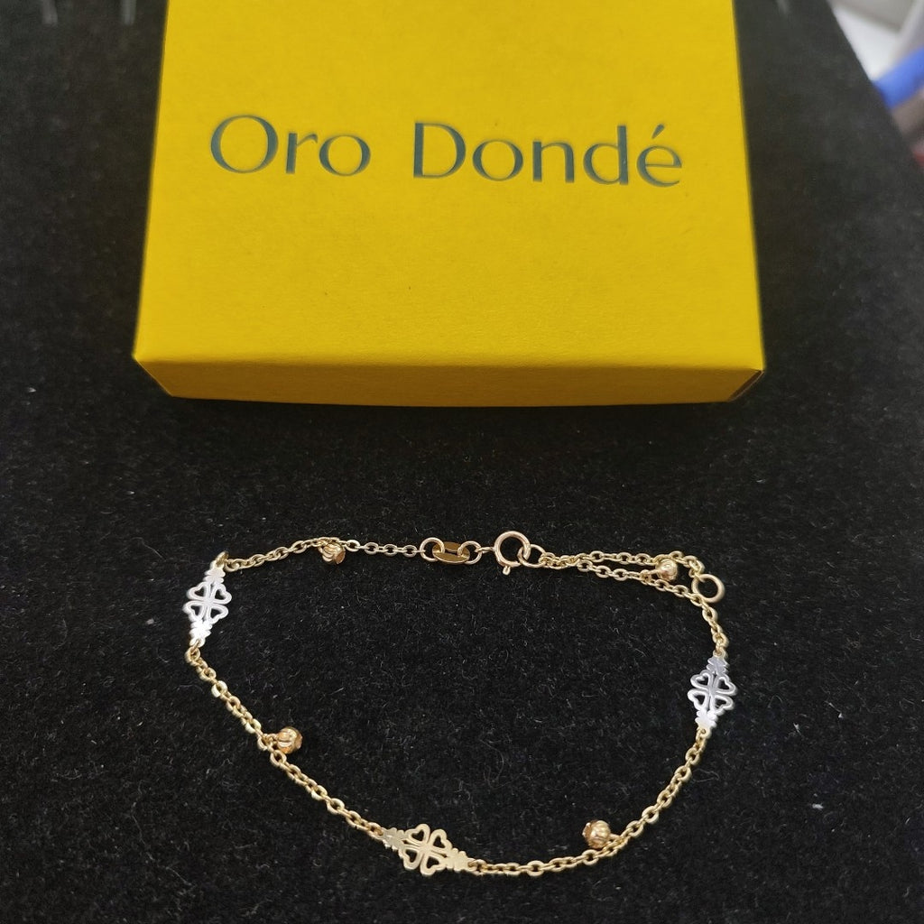 PULSERA ESPECIAL CON TREBOL 14K 18 CM 1.9 GR (NUEVO)