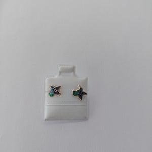 BROQUELES BROQUEL FIG COLIBRI ESMALTE AZUL 14K 0.2138 GR (NUEVO)