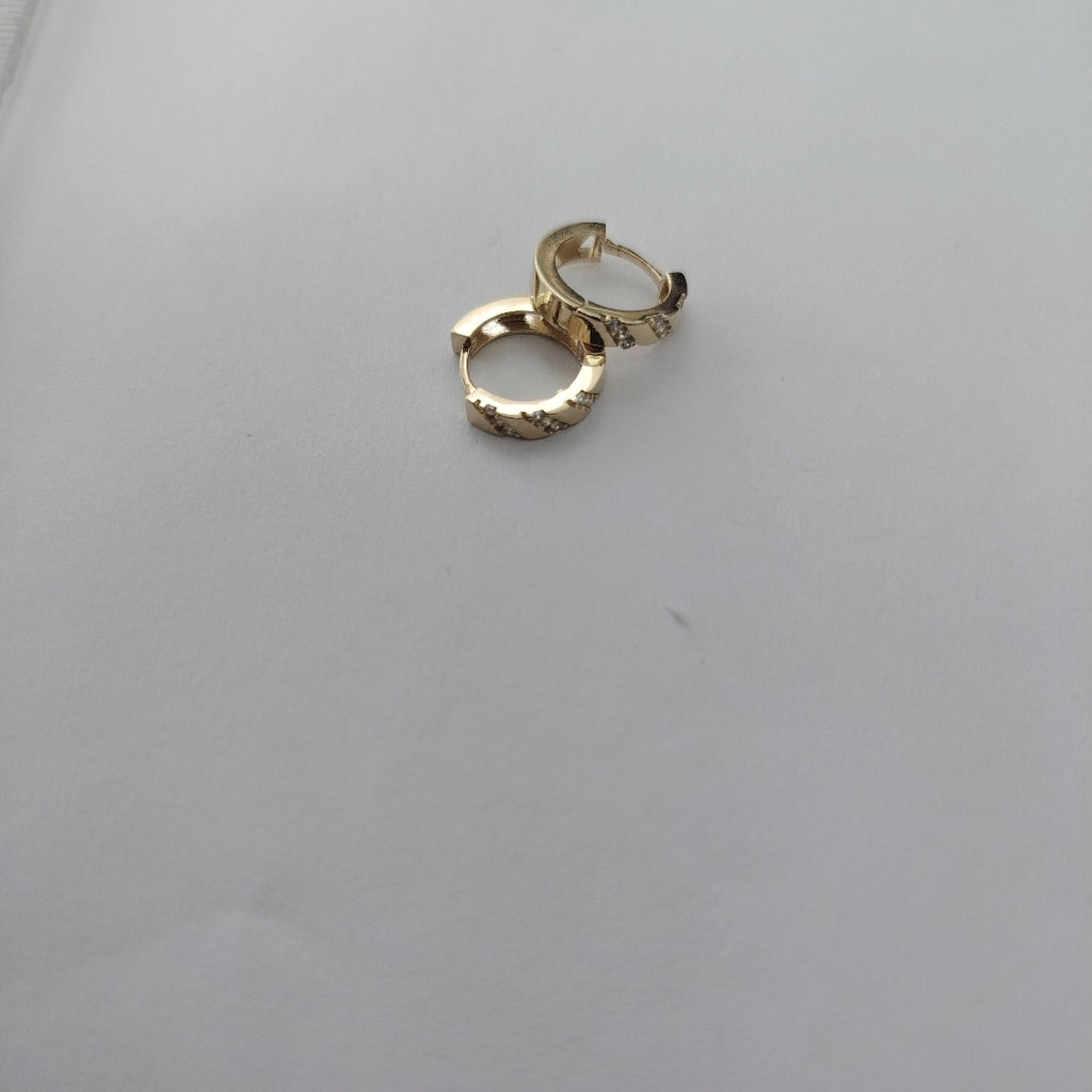 ARETES HUGGIES CON CIRCONIAS 14K 2.2 GR (NUEVO)