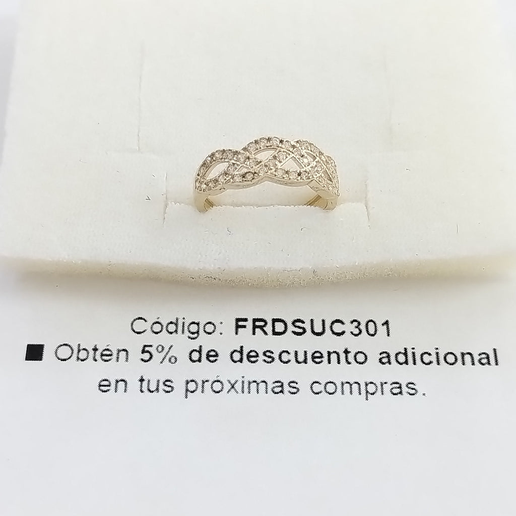 ANILLOS TRENZADO CON CIRCONIAS 14K TALLA 7 2.4 GR (NUEVO)
