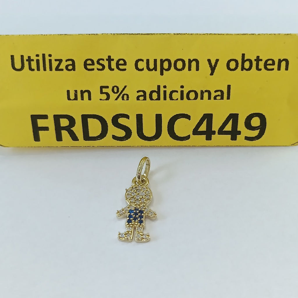DIJE NIÑO CON CIRCONIAS Y PIEDRAS DE COLOR 10K 0.8 GR (NUEVO)