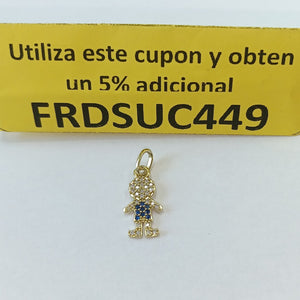 DIJE NIÑO CON CIRCONIAS Y PIEDRAS DE COLOR 10K 0.9 GR (NUEVO)