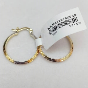 ARETES TEJIDO ARRACADAS BISELADAS COMBINADAS 14K 1.4 GR (NUEVO)