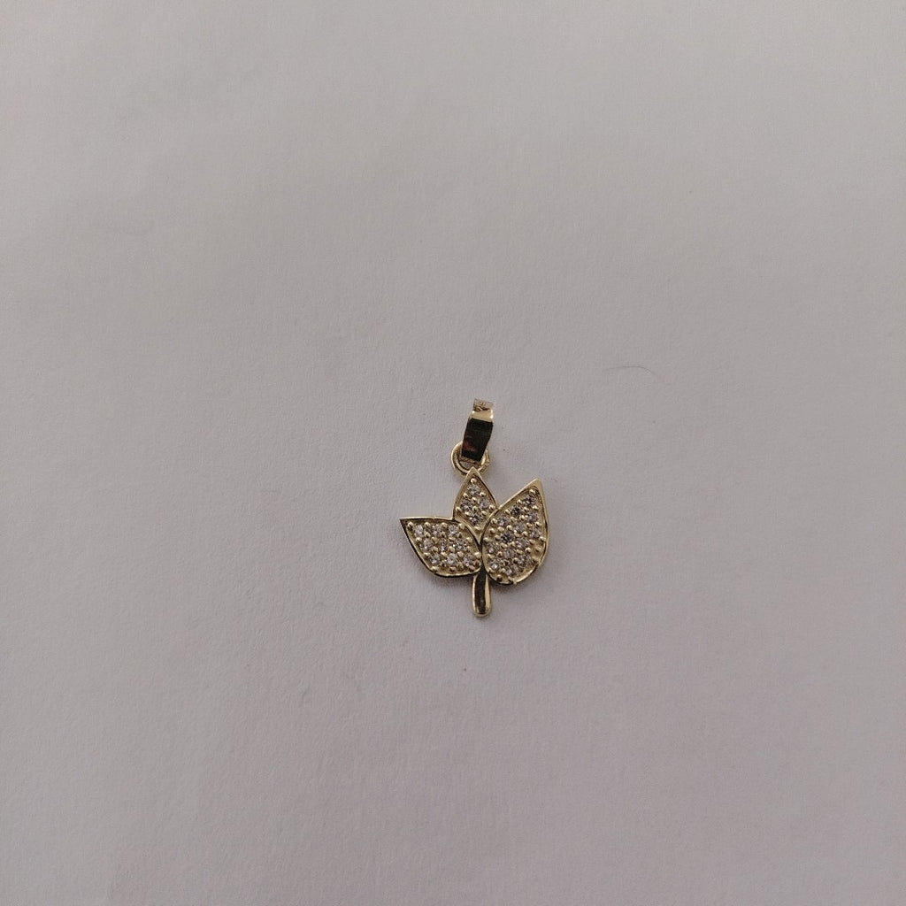 DIJE TEJIDO HOJAS CON CIRCONIAS 14K 0.9 GR (NUEVO)