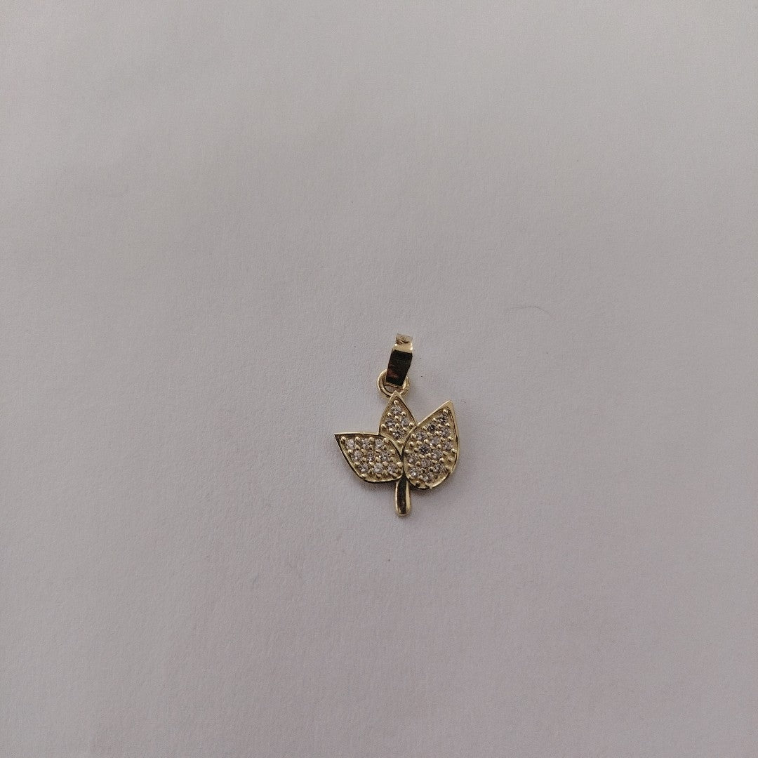DIJE TEJIDO HOJAS CON CIRCONIAS 14K 0.9 GR (NUEVO)