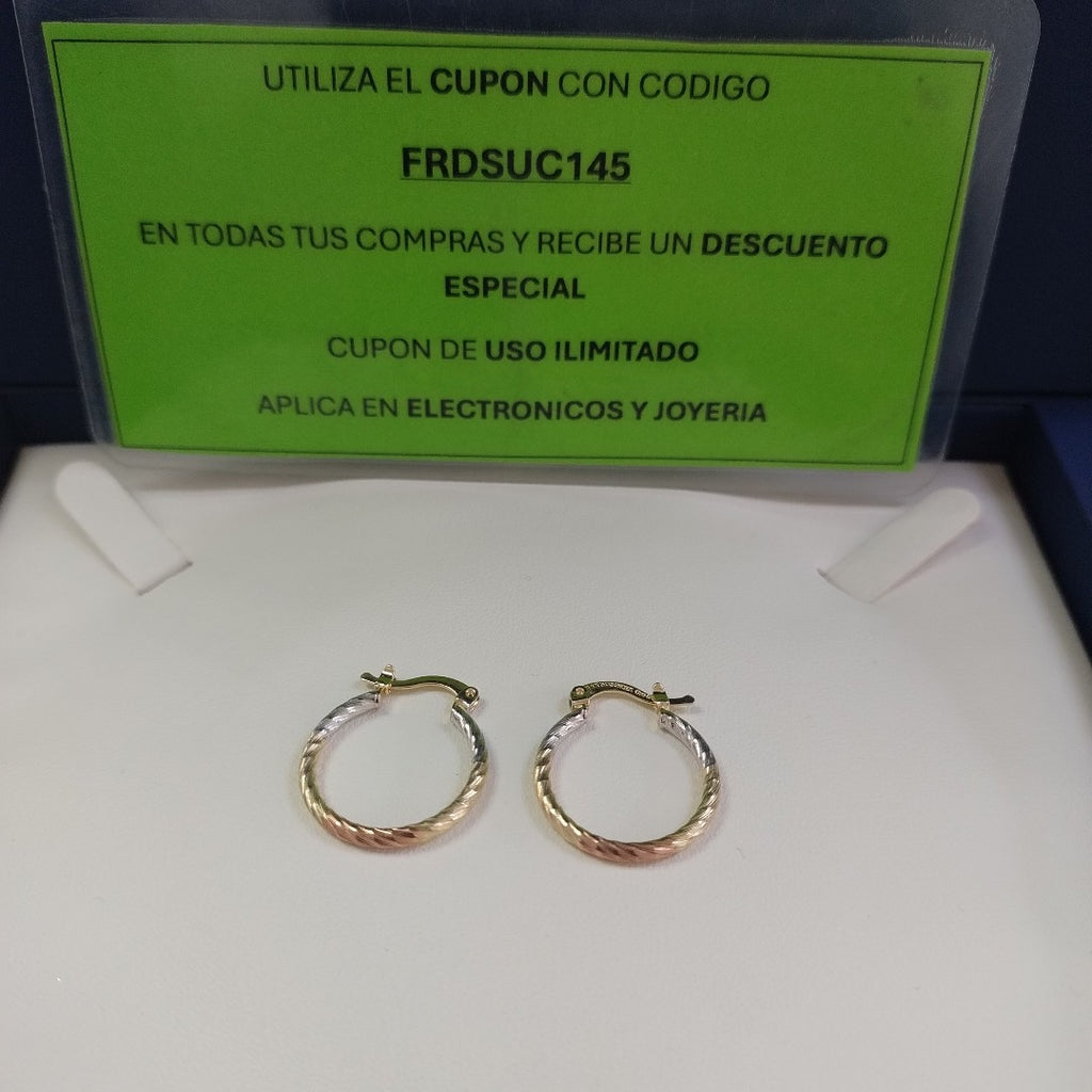 ARETES TEJIDO ARRACADAS TZL COMBINADAS 14K 1.8 GR (NUEVO)