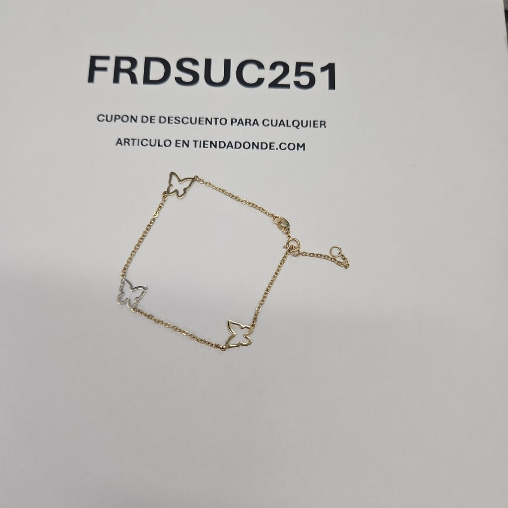 PULSERA ESPECIAL C MARIPOSAS 14K 18 CM 1.7 GR (NUEVO)