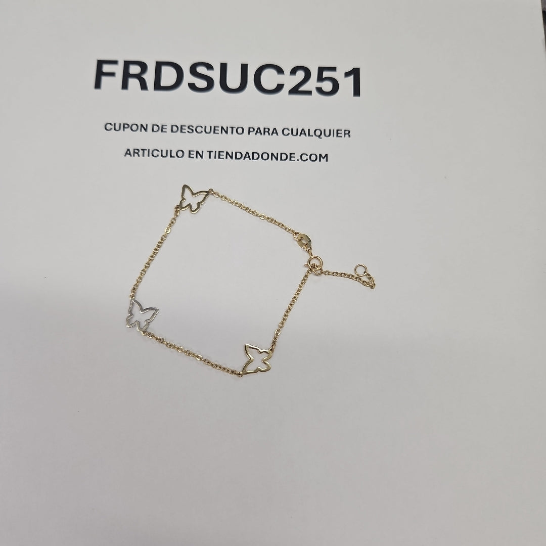 PULSERA ESPECIAL C MARIPOSAS 14K 18 CM 1.7 GR (NUEVO)