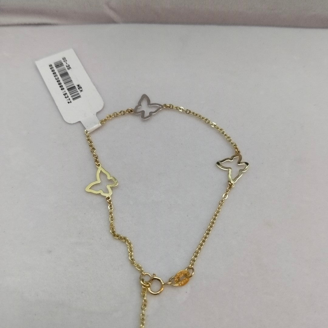 PULSERA ESPECIAL C MARIPOSAS 14K 18 CM 1.7 GR (NUEVO)