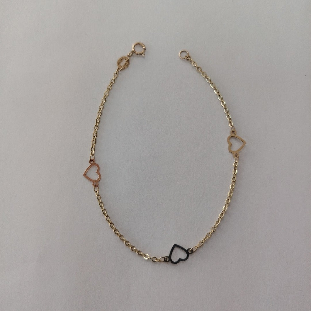 PULSERA ESPECIAL CON CORAZONES 14K 18 CM 1.2 GR (NUEVO)