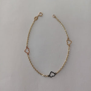 PULSERA ESPECIAL CON CORAZONES 14K 18 CM 1.2 GR (NUEVO)