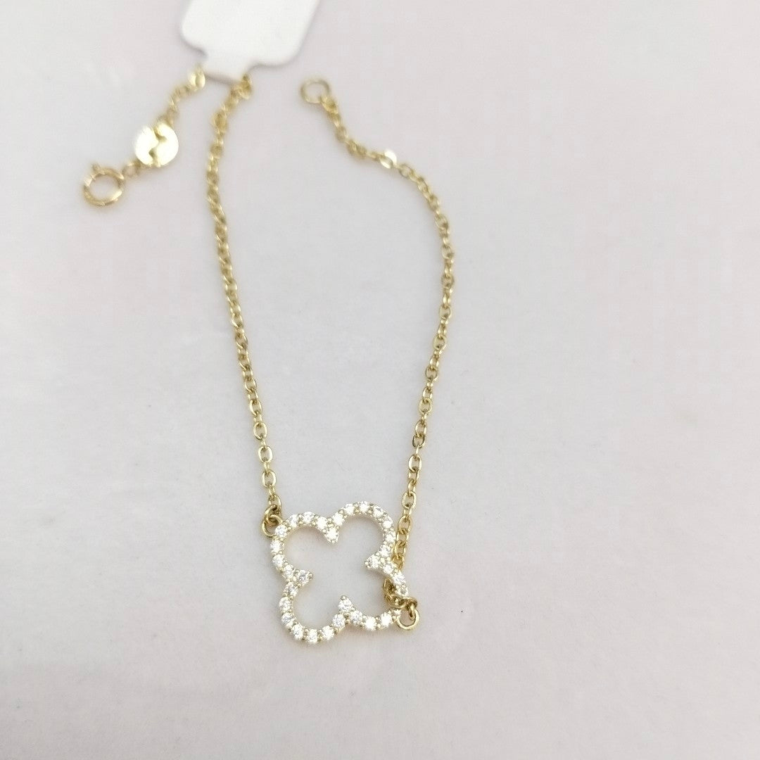 PULSERA TEJIDO ESPECIAL C CIRCONIAS 14K 18 CM 1.8 GR (NUEVO)
