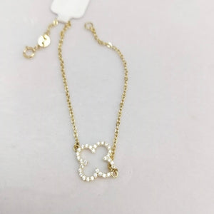PULSERA TEJIDO ESPECIAL C CIRCONIAS 14K 18 CM 1.8 GR (NUEVO)