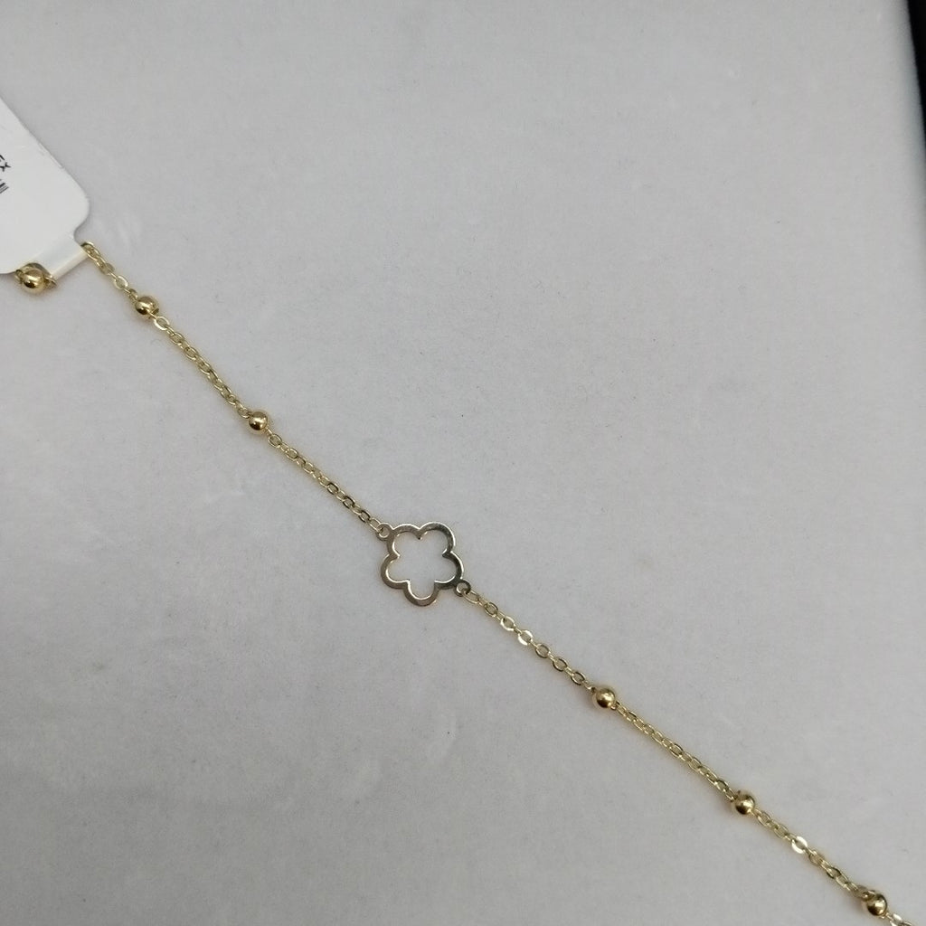 PULSERA TEJIDO ESPECIAL CON FLOR 14K 18 CM 1.6 GR (NUEVO)