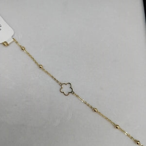 PULSERA TEJIDO ESPECIAL CON FLOR 14K 18 CM 1.6 GR (NUEVO)