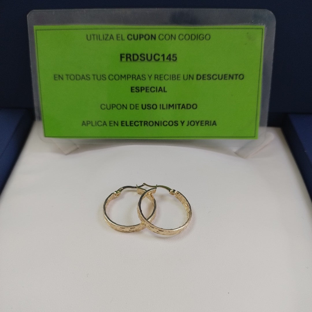 ARETES ARRACADA CON GRECAS 14K 2.1 GR (NUEVO)