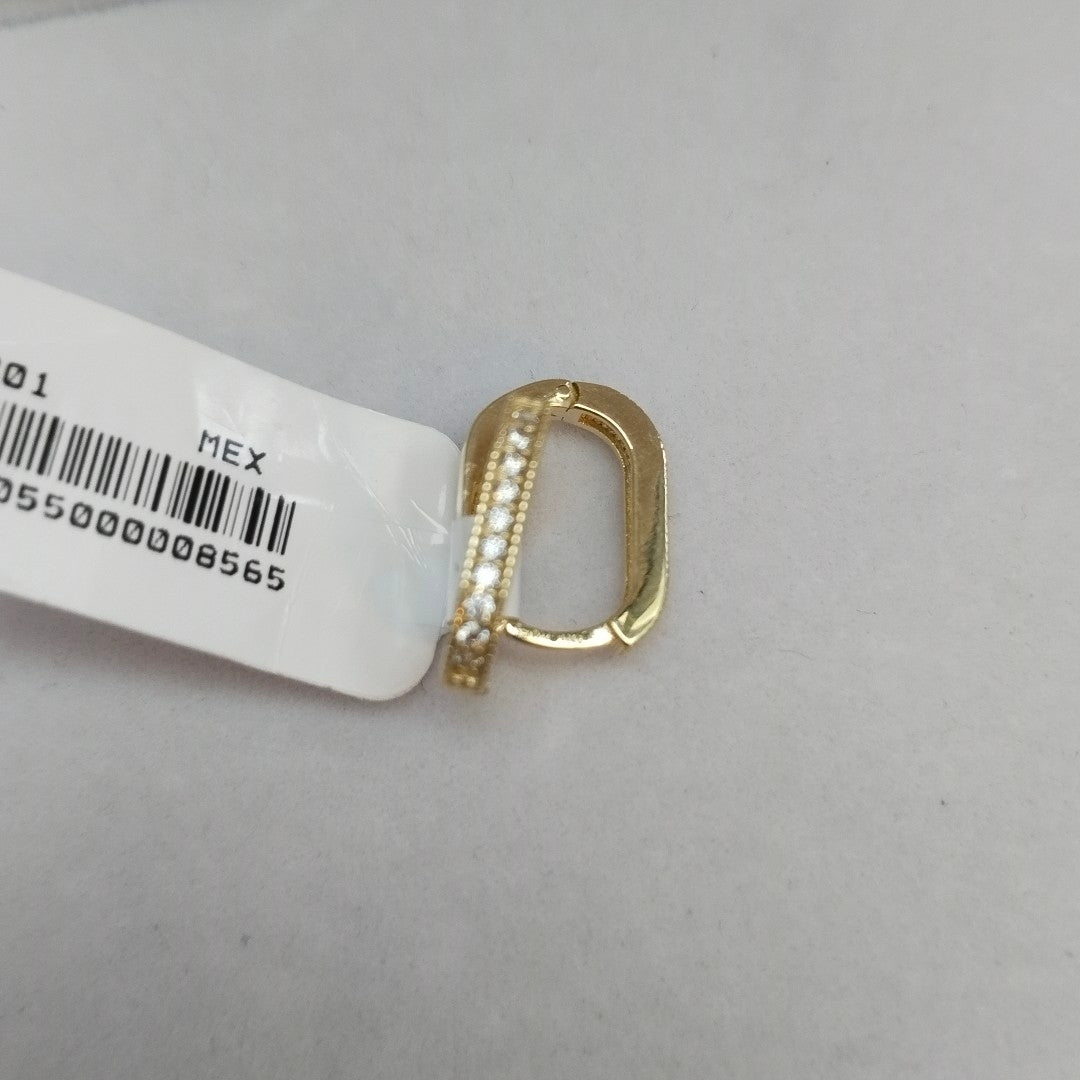 ARETES HUGGIES OVALADA C CIRCONIAS 14K 2.3 GR (NUEVO)