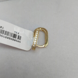 ARETES HUGGIES OVALADA C CIRCONIAS 14K 2.3 GR (NUEVO)