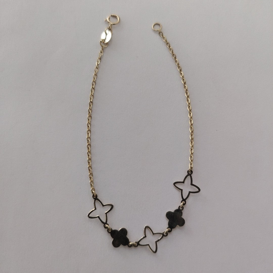 PULSERA TEJIDO ESP CON TREBOL 14K 18 CM 1.6 GR (NUEVO)