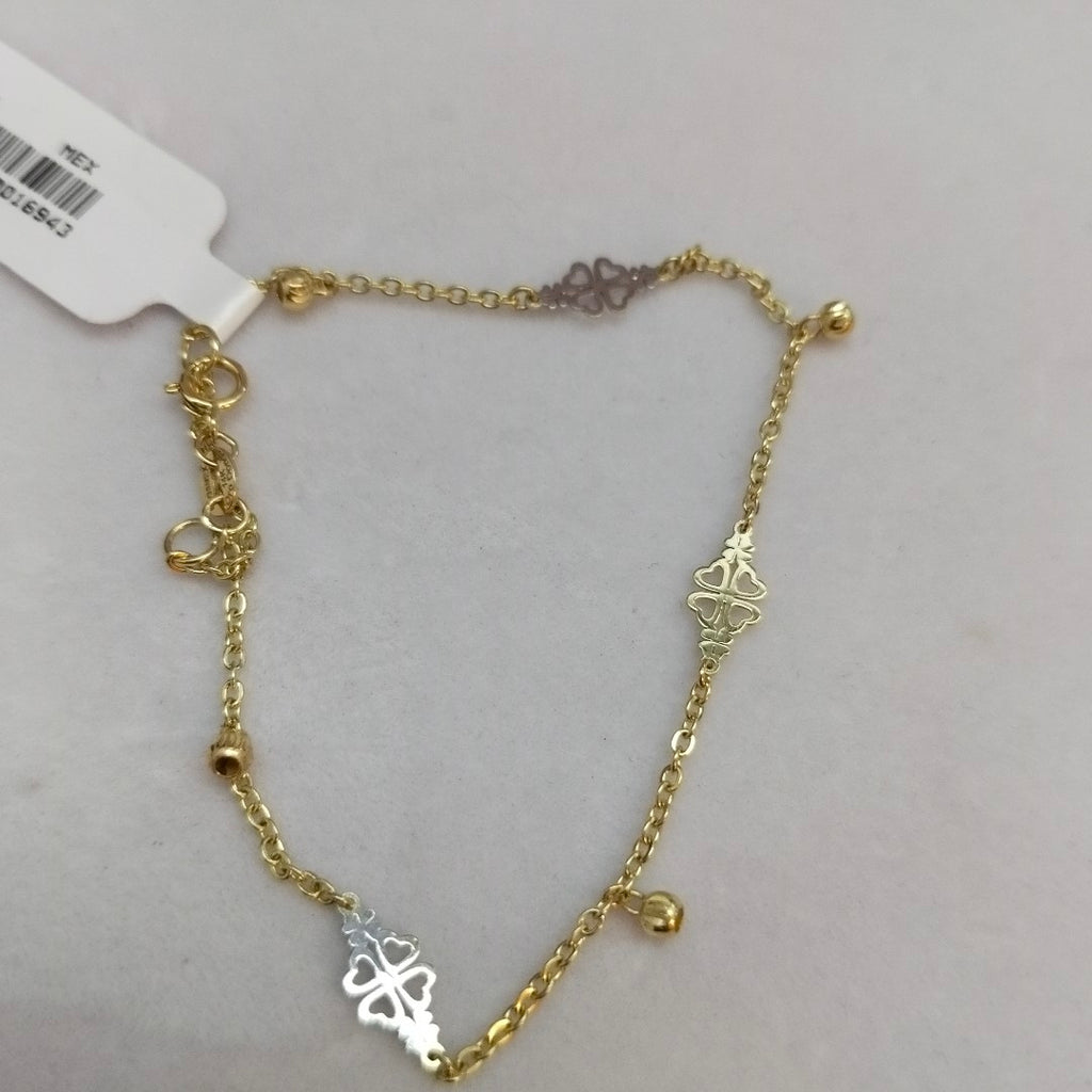 PULSERA ESPECIAL CON TREBOL 14K 18 CM 1.8 GR (NUEVO)