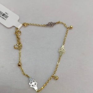 PULSERA ESPECIAL CON TREBOL 14K 18 CM 1.8 GR (NUEVO)