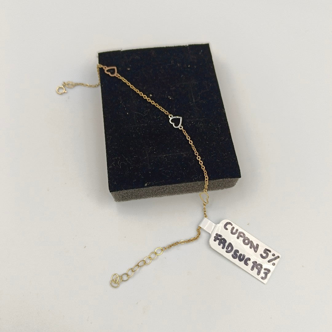 PULSERA ESPECIAL CON CORAZONES 10K 18 CM 1.3 GR (NUEVO)