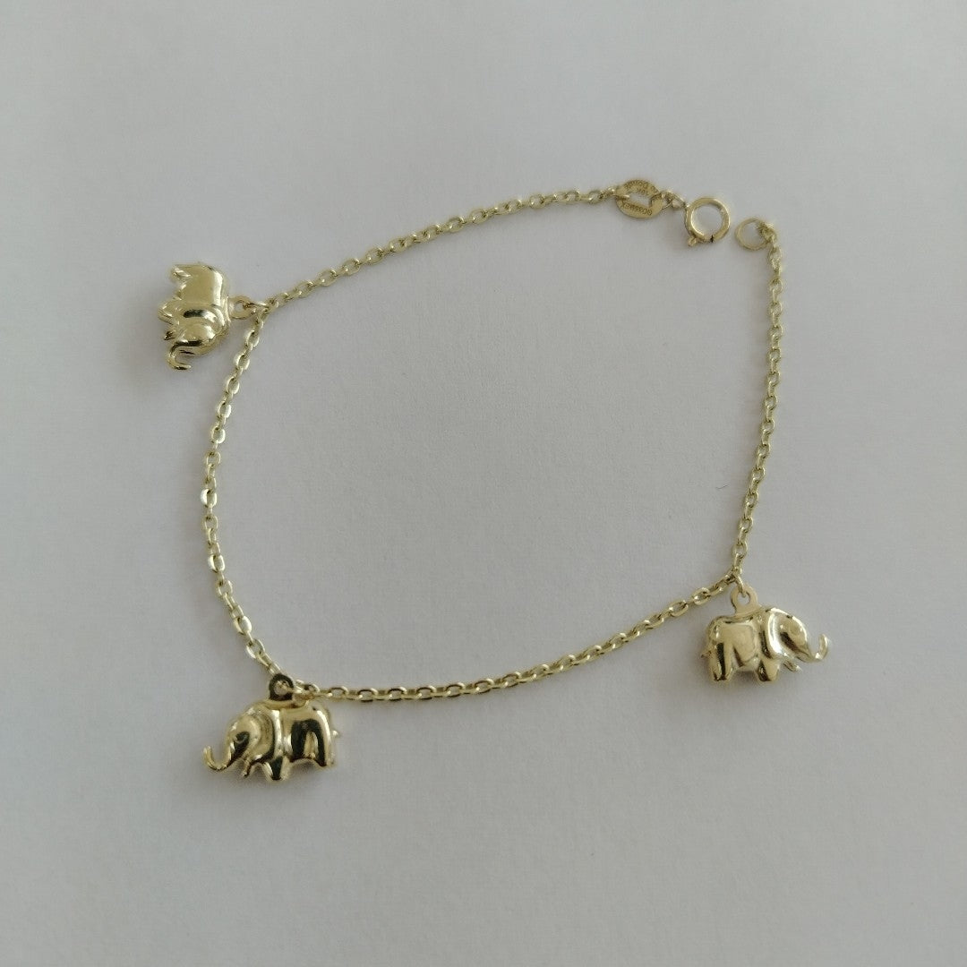 PULSERA ESPECIAL CON DIJES ELEFANTES 10K 18 CM 2.1 GR (NUEVO)