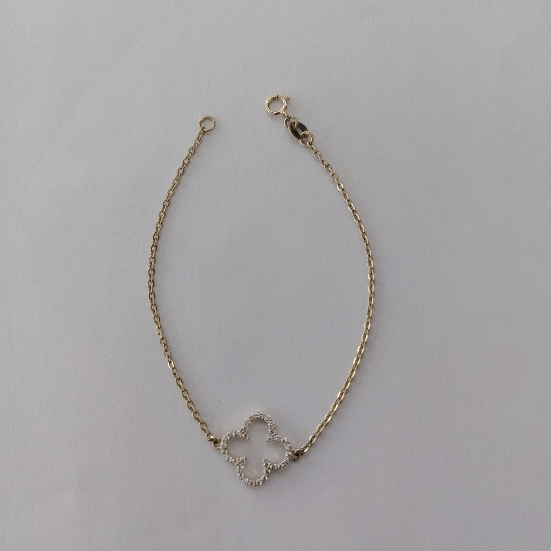 PULSERA TEJIDO ESPECIAL C CIRCONIAS 14K 18 CM 1.8 GR (NUEVO)
