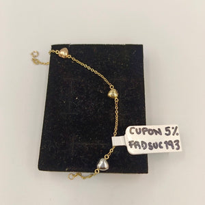 PULSERA ESP CON CORAZONES COMBINADOS 14K 18 CM 1.6 GR (NUEVO)