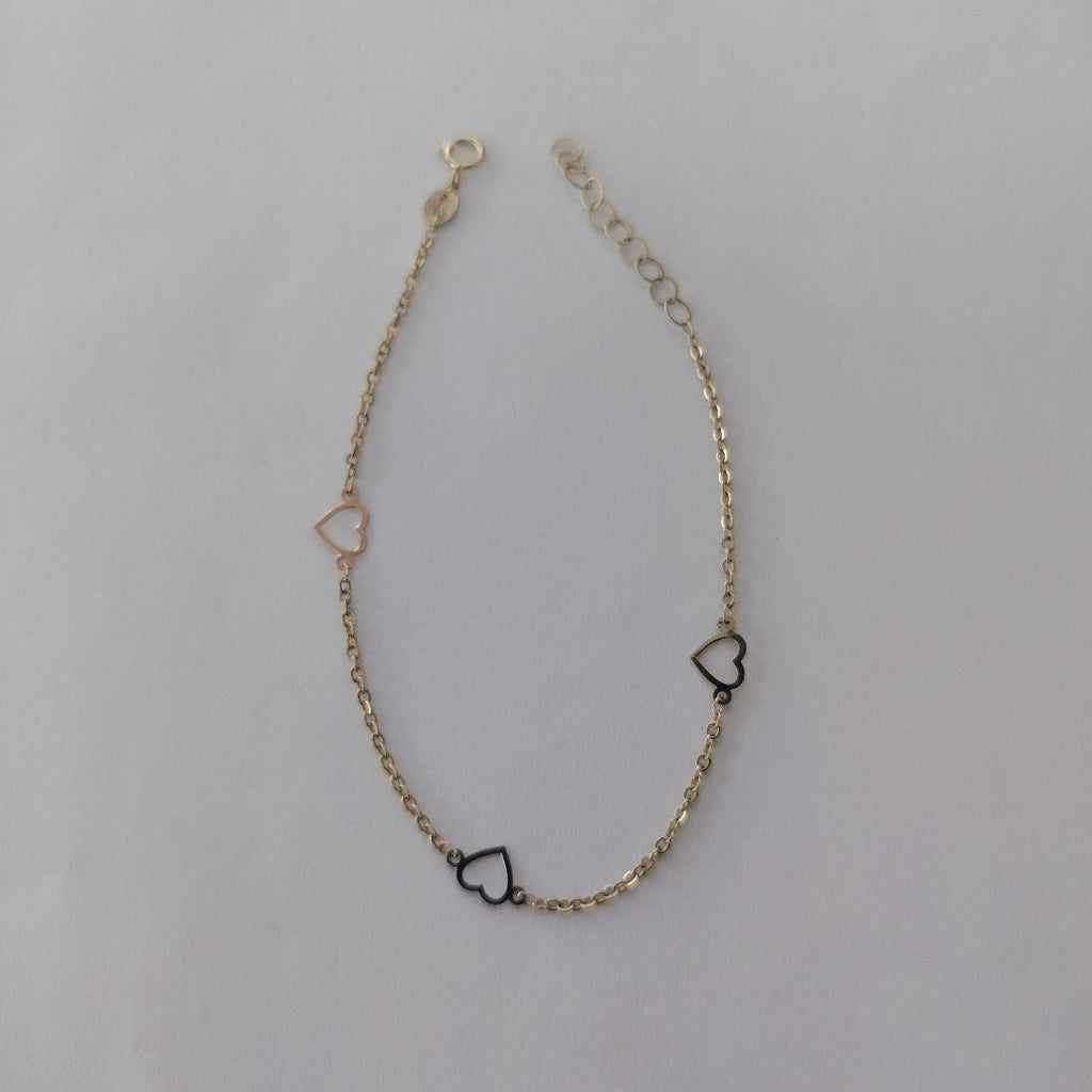 PULSERA ESPECIAL CON CORAZONES 10K 18 CM 1.2 GR (NUEVO)