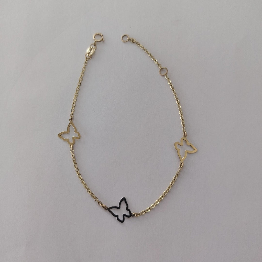 PULSERA ESPECIAL C MARIPOSAS 14K 18 CM 1.7 GR (NUEVO)